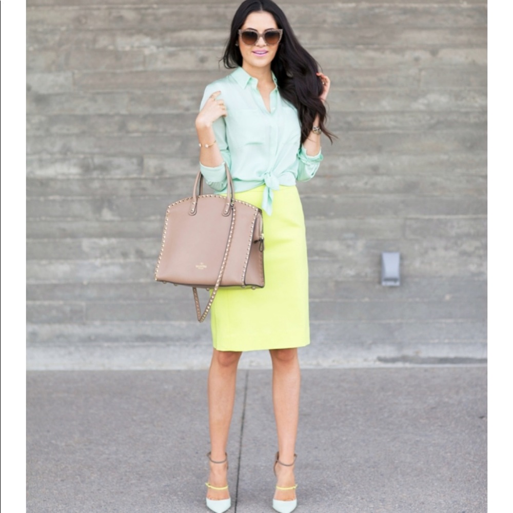 J. Crew No Two yellow pencil skirt 0P Citrus